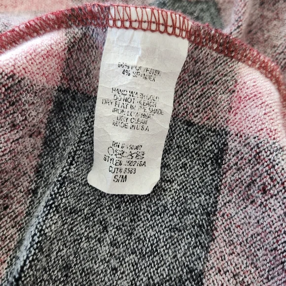 Buffalo Plaid Open Front Drape Cardigan, Size S/M, Made in USA - Picture 3 of 5